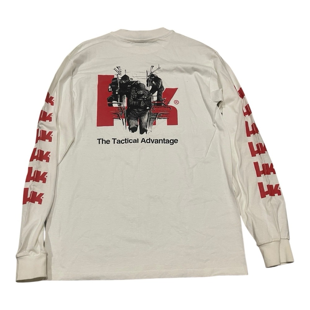 Vintage Hk Long Sleeve Shirt White Heckler Koch Gun Spellout Screen Stars 90s